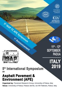 Poster: announcement of 5th ISAP APE Symposium 2019 in Padua, Italy